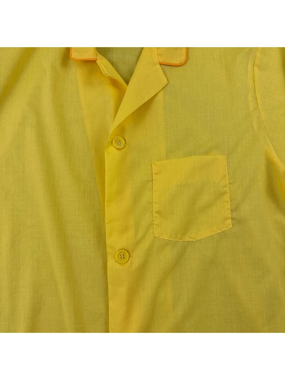 Vintage 70s Sears The Men’s Store Perma Prest Yellow Pajama Shirt Size S 34/36